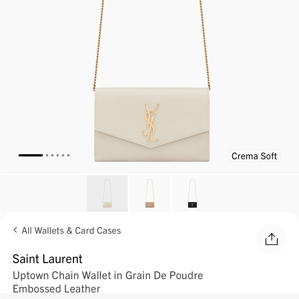Yves Saint Laurent Cream Soft Leather Chain Bag